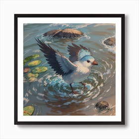 Bird In The Water Art Print