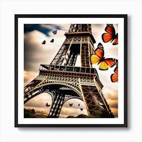 Butterflies On The Eiffel Tower 4 Art Print