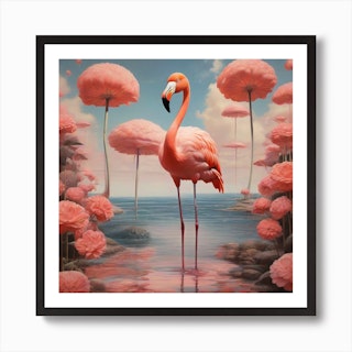 Janelle Patterson Art - Pink Flamingo Fun and Fruity Martini Glass