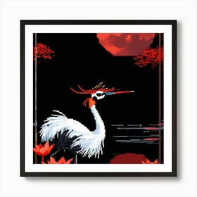 Crane In The Water Art Print