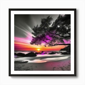 Sunset On The Beach 34 Art Print