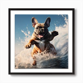 Frenchie Surfing Art By Csaba Fikker 017 Art Print