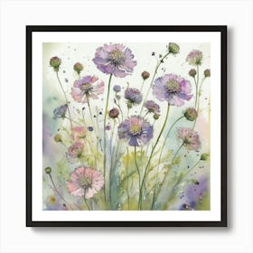 Cosmos flower plants painting art print 1 Art Print