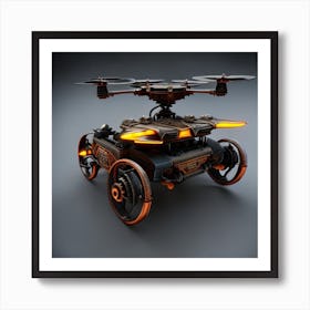 Steampunk wheel drone Art Print