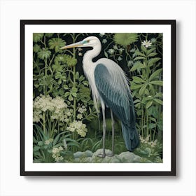 Ohara Koson Inspired Bird Painting Great Blue Heron 8 Square Art Print