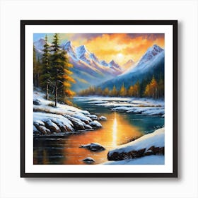 Sunset In The Mountains 7 Art Print