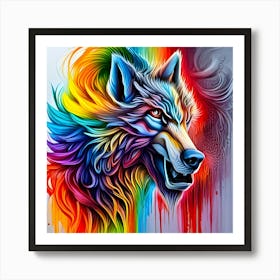 Colorful Wolf 11 Art Print