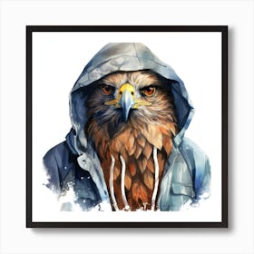 Watercolour Cartoon Falcon In A Hoodie 3 Art Print