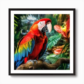 Colorful Parrot In The Jungle Art Print