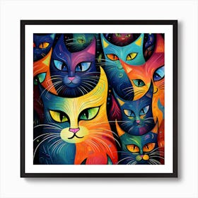 Colorful Cats 3 Art Print