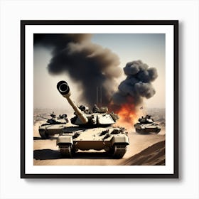 Tanks In The Desert Art Print