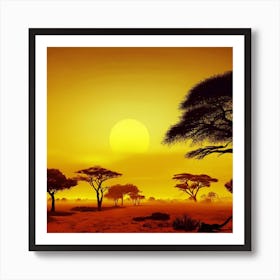 Sunset In The Savannah Art Print