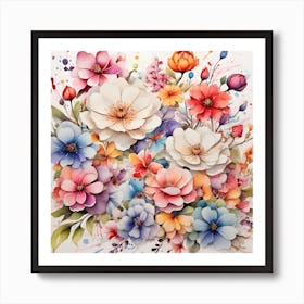 Watercolor Flowers 4 Art Print