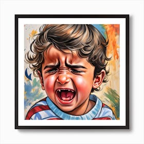 Crying Child Ai photo Art Print