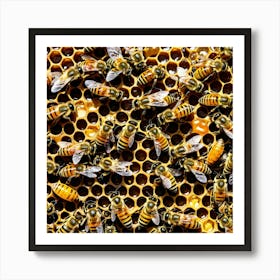 Bees Insects Pollinators Honey Hive Queen Worker Drone Nectar Pollen Colony Honeycomb St Art Print