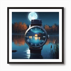 Watch In The Middle Of The Lake, Reflecting The Art Print