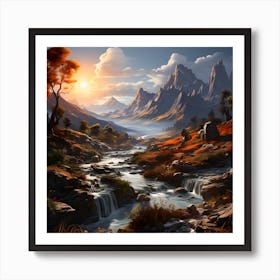 River Through The Mountains Three Art Print