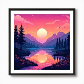 Sunset Landscape Art Print