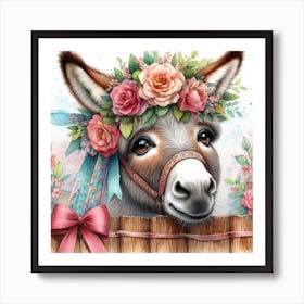 Donkey With Flowers 7 Art Print