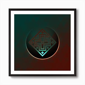 Geometric Neon Glyph on Jewel Tone Triangle Pattern 170 Art Print