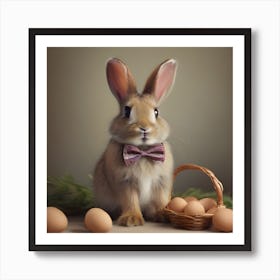 Bunny With Basket Of Eggs Art Print