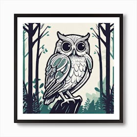 Owl In The Woods 30 Art Print