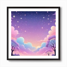 Sky With Twinkling Stars In Pastel Colors Square Composition 67 Art Print