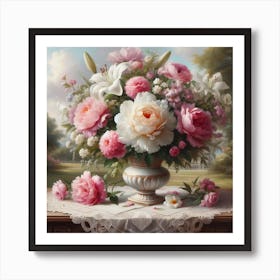 Peonies In A Vase 1 Art Print