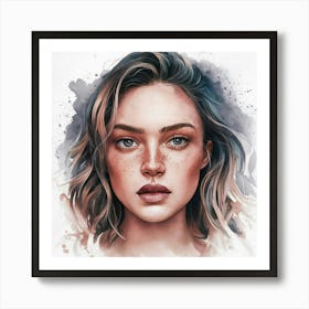 Watercolor Portrait Of A Woman 12 Art Print