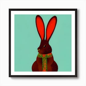 Christmas Scarf Bunny Art Print