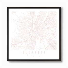 Budapest Hungary Light Pink Minimal Street Map Square Art Print