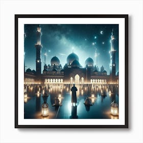 Islamic Mosque At Night 8 Art Print