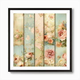 Shabby Floral Pastel wallPaper Bundle In The Style Of (1) Art Print