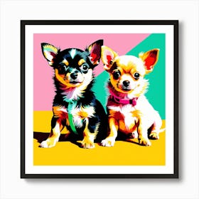 'Chihuahua Pups' , This Contemporary art brings POP Art and Flat Vector Art Together, Colorful, Home Decor, Kids Room Decor, Animal Art, Puppy Bank - 41 Art Print