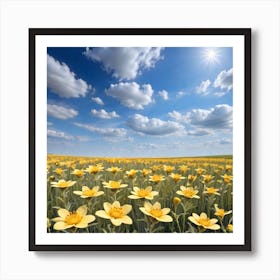 Field Of Yellow Flowers 11 Art Print