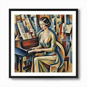 Piano Lesson Cubism Art Print