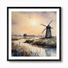 windmill on the Broads Art Print