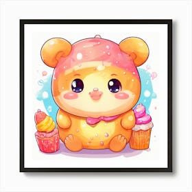 Kawaii Teddy Bear Art Print