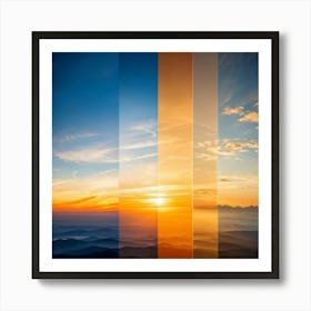 An Abstract Art Of The Stratosphere Where The Horizon Blurs The Line Between An Orange Sunrise And Art Print