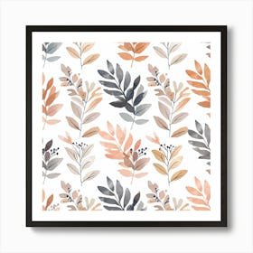 Watercolor Leaves Pattern Art Print