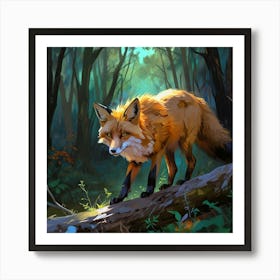 Fox In The Forest  Art Print