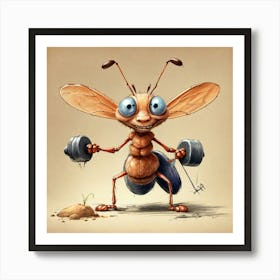 Ant With Dumbbells Art Print