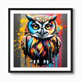 Owl With Splatters Art Print