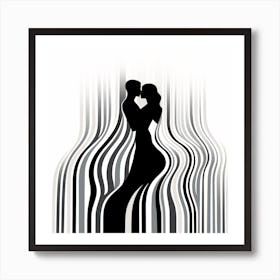 A Kiss in black and white Art Print