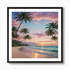 Sunset At The Beach Art Print