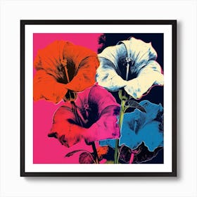 Andy Warhol Style Pop Art Flowers Moonflower 3 Square Art Print