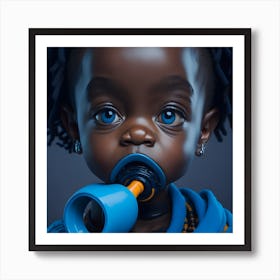 Black baby With Blue Eyes sucking on pacifier Art Print