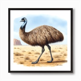 An Emu - Watercolour Art Print