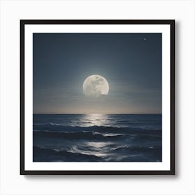 Full Moon Over The Ocean Art Print