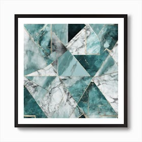 Geometry With Aquamarine Marble 2 Art Print